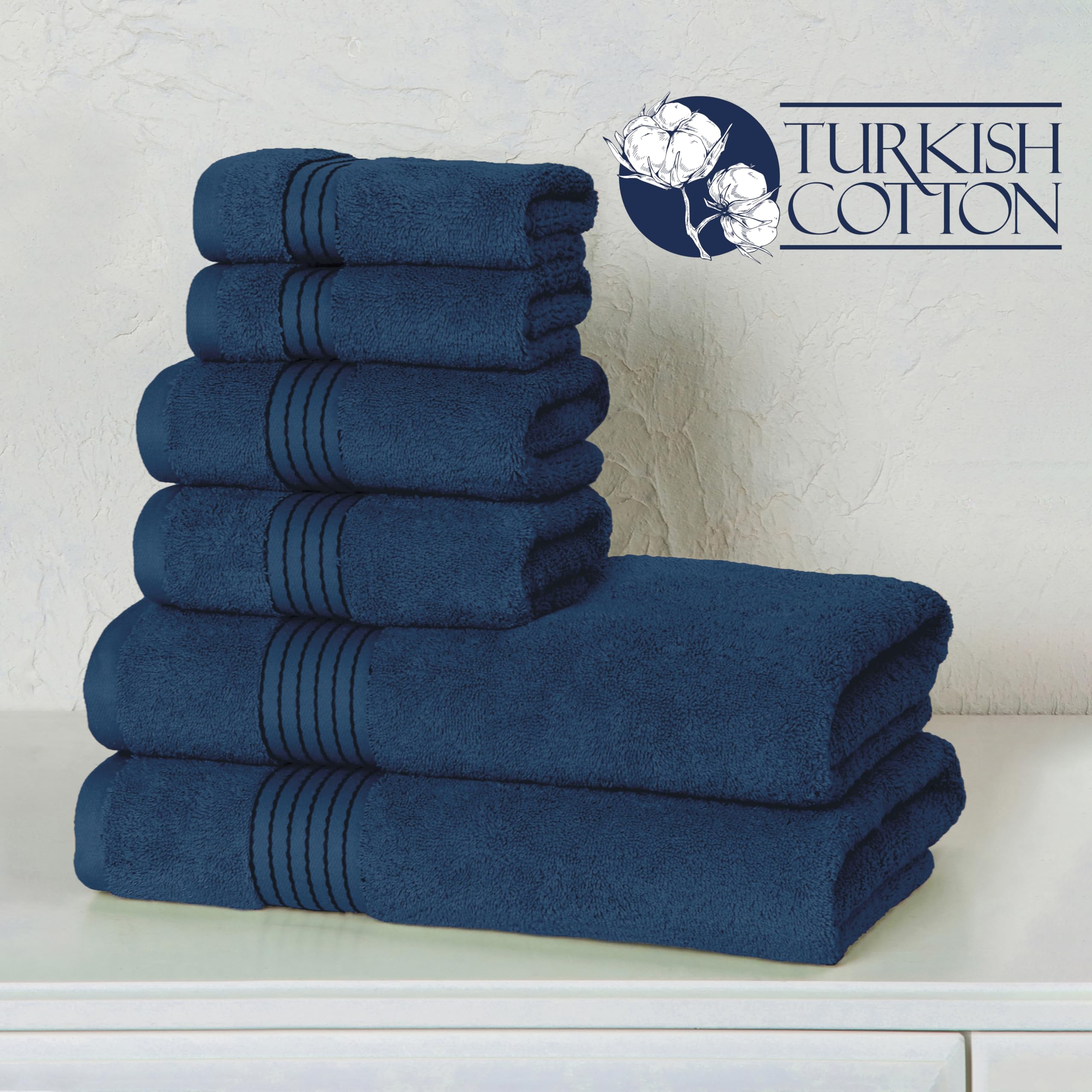 Elegant Comfort Set di 6 asciugamani in cotone di alta qualità, include 2 salviette, 2 asciugamani per le mani e 2 teli da bagno, 100% cotone turco, asciugamani altamente assorbenti e super morbidi,