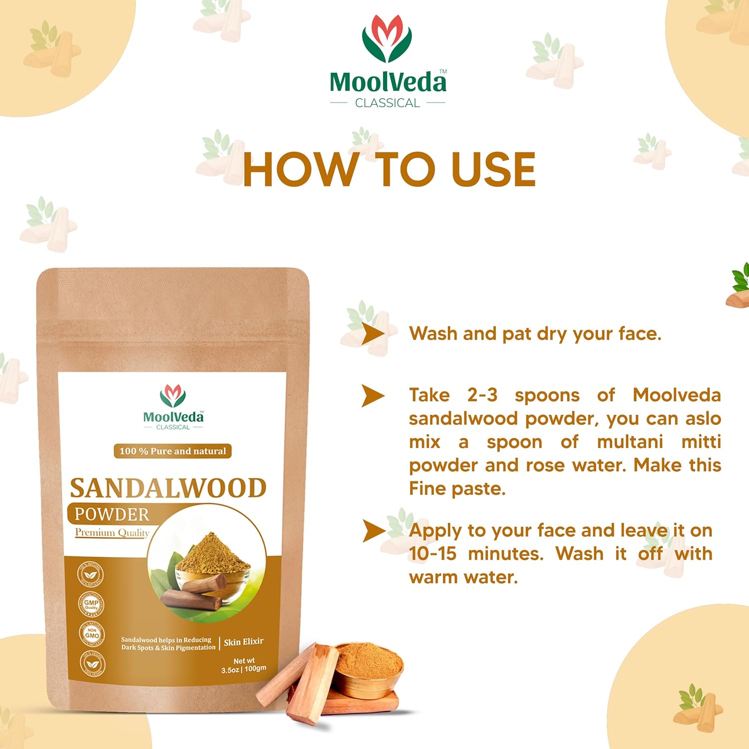 Moolveda Pure & Original Sandalwood Powder For Face, Skin, Skin Whitening, Face mask, Face Pack and Facial, Skin Care, (300Gm, Rose Water Free) 7 81wYpD CTmL. SL1500