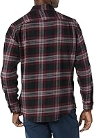 Vista 35 de Yaxa Essentials Camisas de franela de manga larga para hombre, corte ajustado, a cuadros con botones