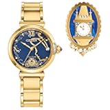 Women's Eco-Drive Cinderella 75th Anniversary Boxed Set, Blue Sunray Dial, Gold-Tone Stainless Steel Bracelet Watch (Model:EM1068-69W)