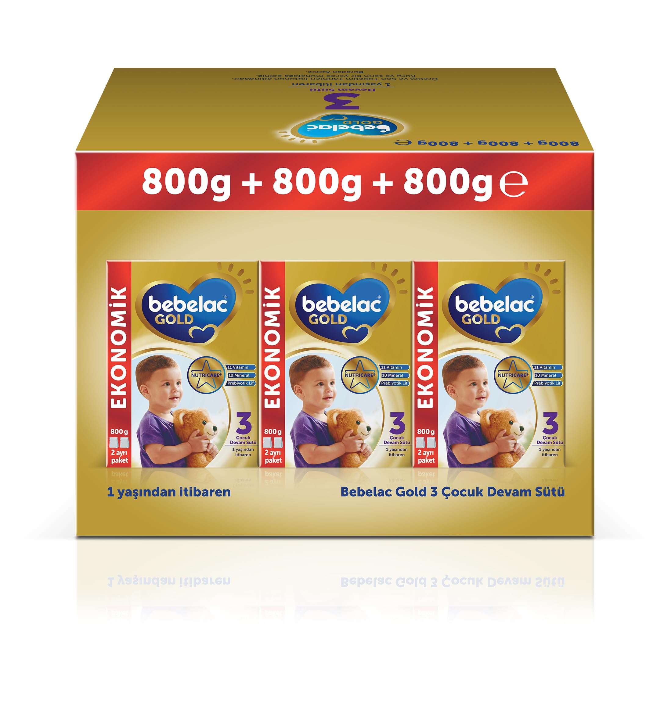 Bebelac Gold 3 Çocuk Devam Sütü, 3X800GR 9-12 AY