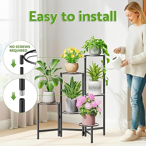 Miniatura 6 de Soportes para Plantas de Exterior para Esquina de Patio Soporte Alto para Plantas de Interior Soportes de Metal para Macetas para Múltiples Plantas
