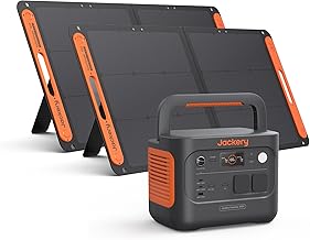 Jackery Powerstation 1000 v2 with 2 x 100 W Solar Panels, 1070 Wh LiFePO4 Solar Generator, 1500 W AC/100 W USB-C Output, 1 Hour Quick Charge for Camping, Motorhome, Emergency