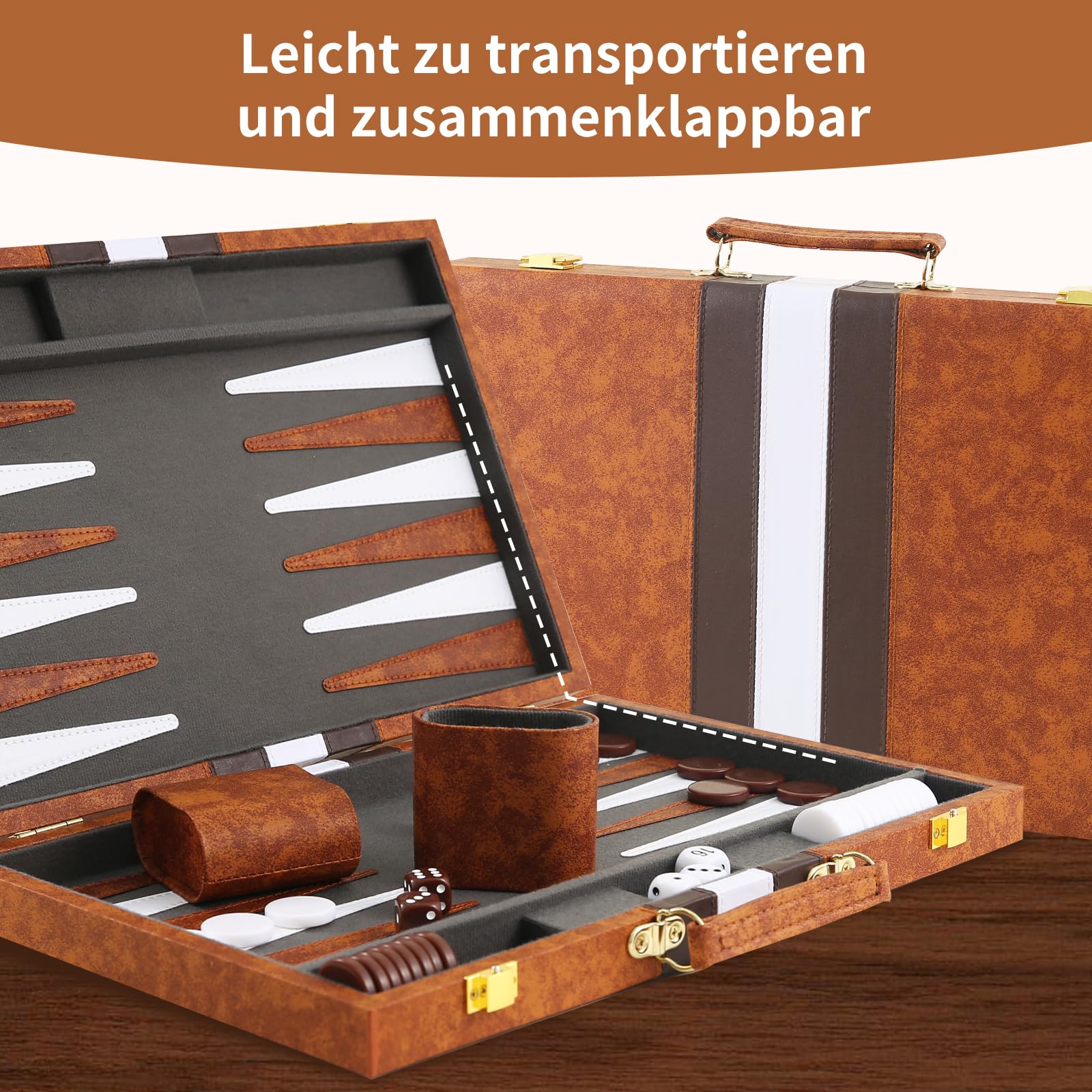 Backgammon Set,11 pulgadas Backgammon Viaje, Maleta Backgammon