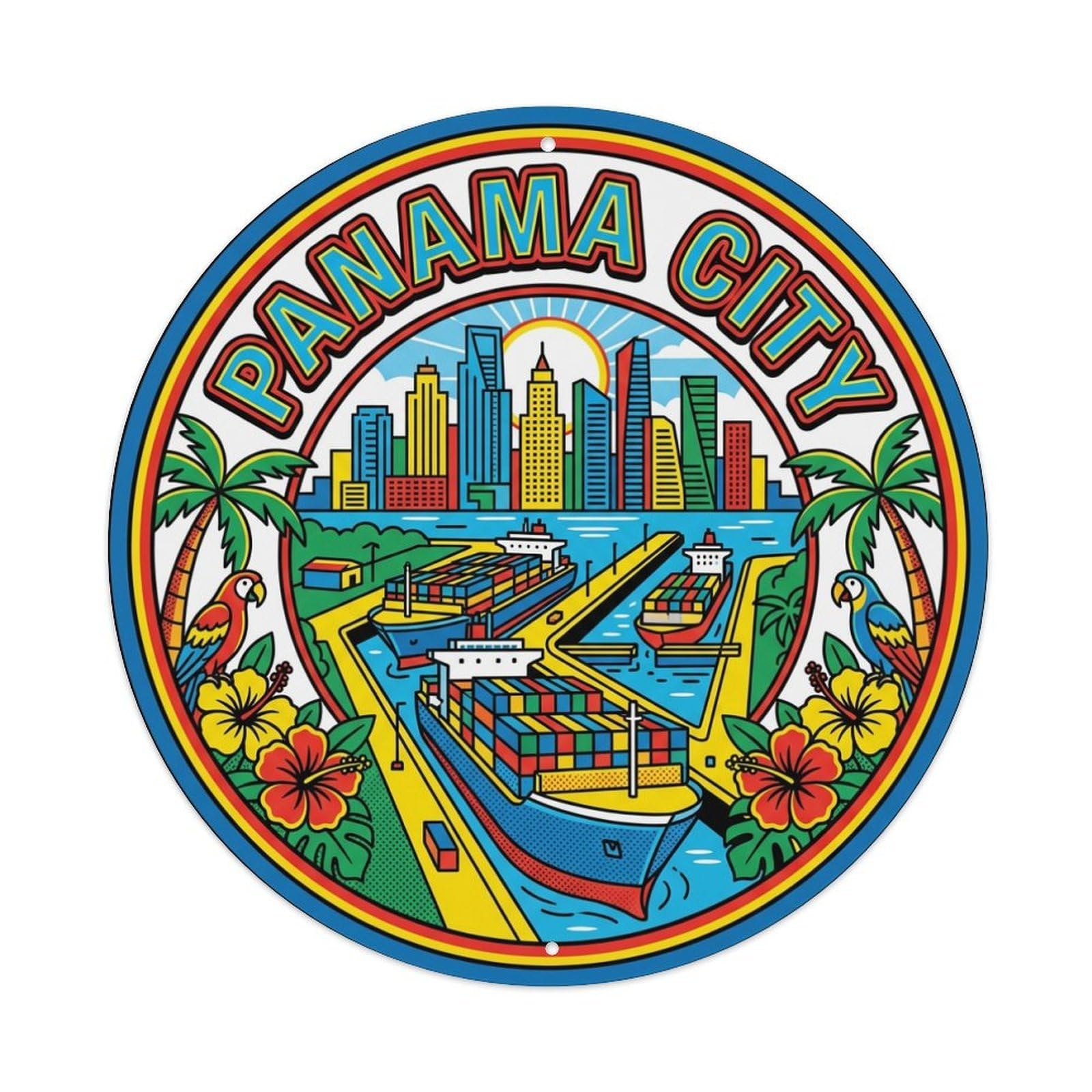 Vintage Travel Panama City Metal Tin Sign