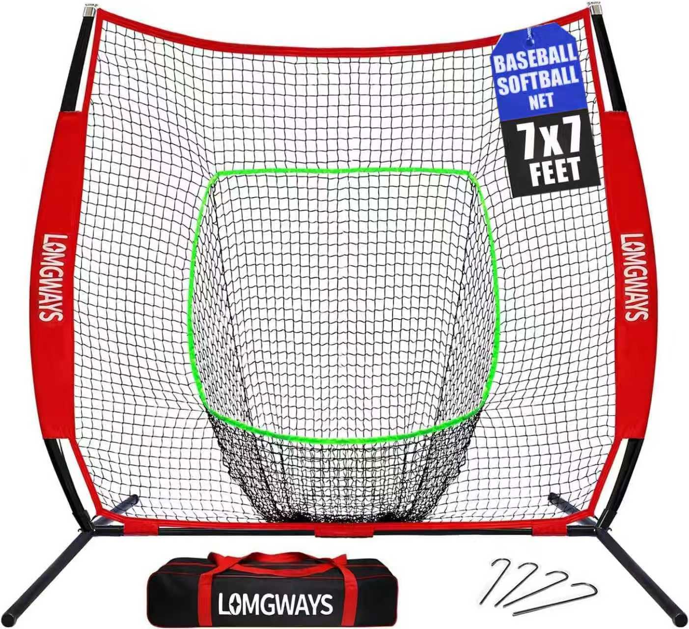 7x7FT Portable Baseball &amp; Softball Practice Net with Steel Frame and Bag