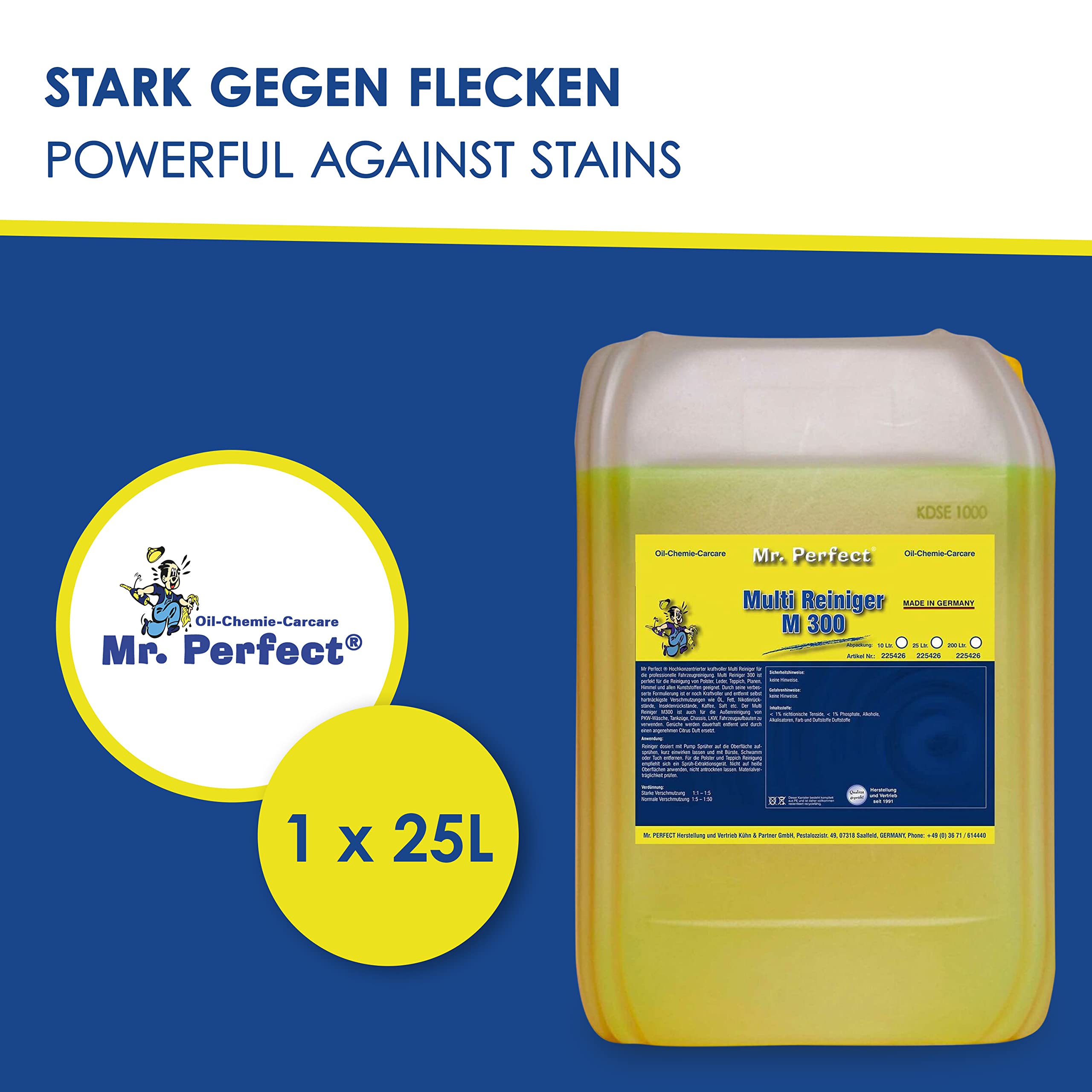 Mr.Perfect® - Profi Multi Reiniger 25L Kanister Auto Reiniger | Polsterreiniger Auto und Teppichreiniger | Kunststoffreiniger und Autoreinigung von Innen und Außen