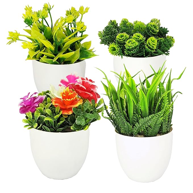 Buy Artificial Mini Plants Set of 4 Bonsai Fake Plants
