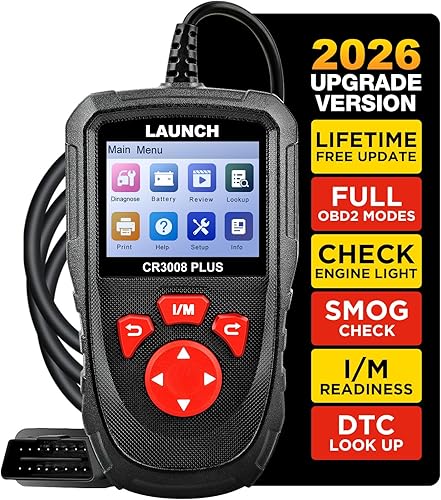 LAUNCH Escáner Profesional OBD2 Herramienta de Diagnóstico CR3008 Plus, I/M de Una Tecla, Lector de Códigos con Actualización de por Vida, Lector de