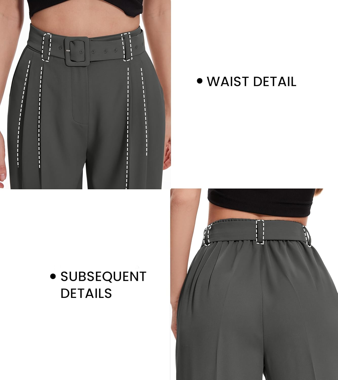 FUNYYZO Women Dress Office Pant High Waist Wide Leg Slacks Business Work Casual Long Belted Trousers 2026 - Image 3