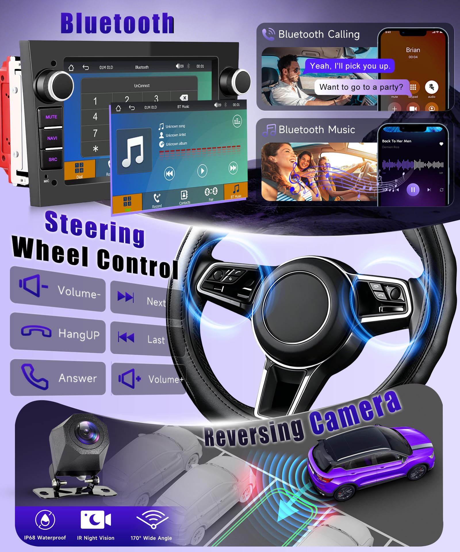 VECHTEL Autoradio pour Opel Corsa C/D Zafira B Astra H Meriva Vivaro Signum Comb, 7 Pouces IPS Écran Tactile Auto Radio avec CarPlay Android Auto sans Fil Bluetooth Radio FM/AM/RDS Caméra de Recul