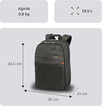 Samsonite CC8-19-005 15.6 inç Network 3 Dizüstü Bilgisayar Sırt Çantası, Siyah
