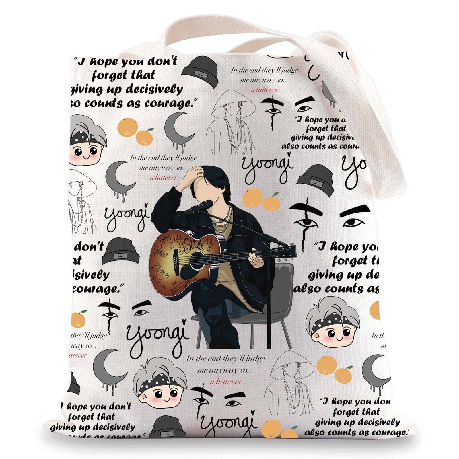 JNIAP Korean Group Tote Bag Korean Music Gift I Hope You Don't Forget That Giving Up Decisively Also Counts As Courage Gift