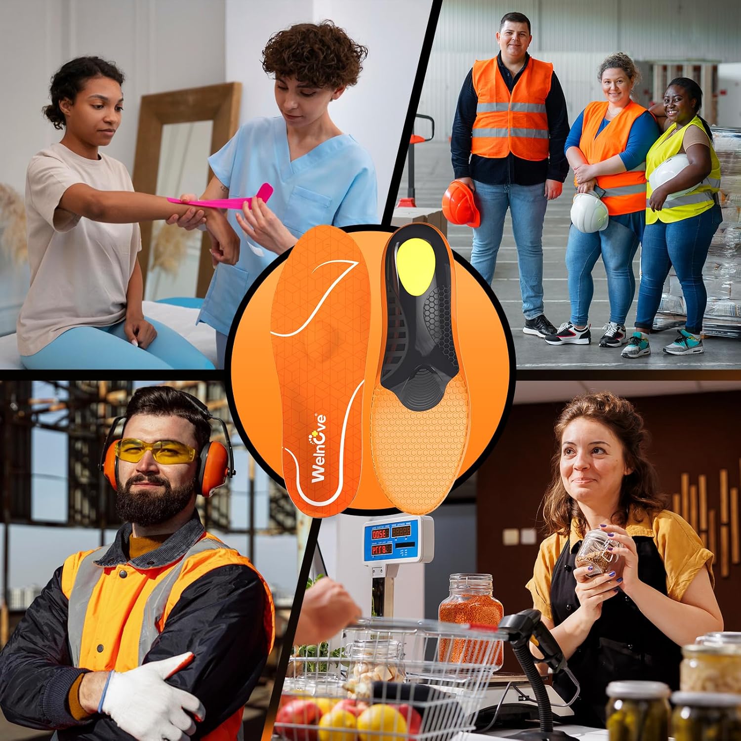 Work Boot Insoles for Men Anti Fatigue Shoe Insert Women Heavy Duty Arch Support Insoles for Plantar Fasciitis Flat Feet Foot Pain-L-W: 7.5-9 - Image 6