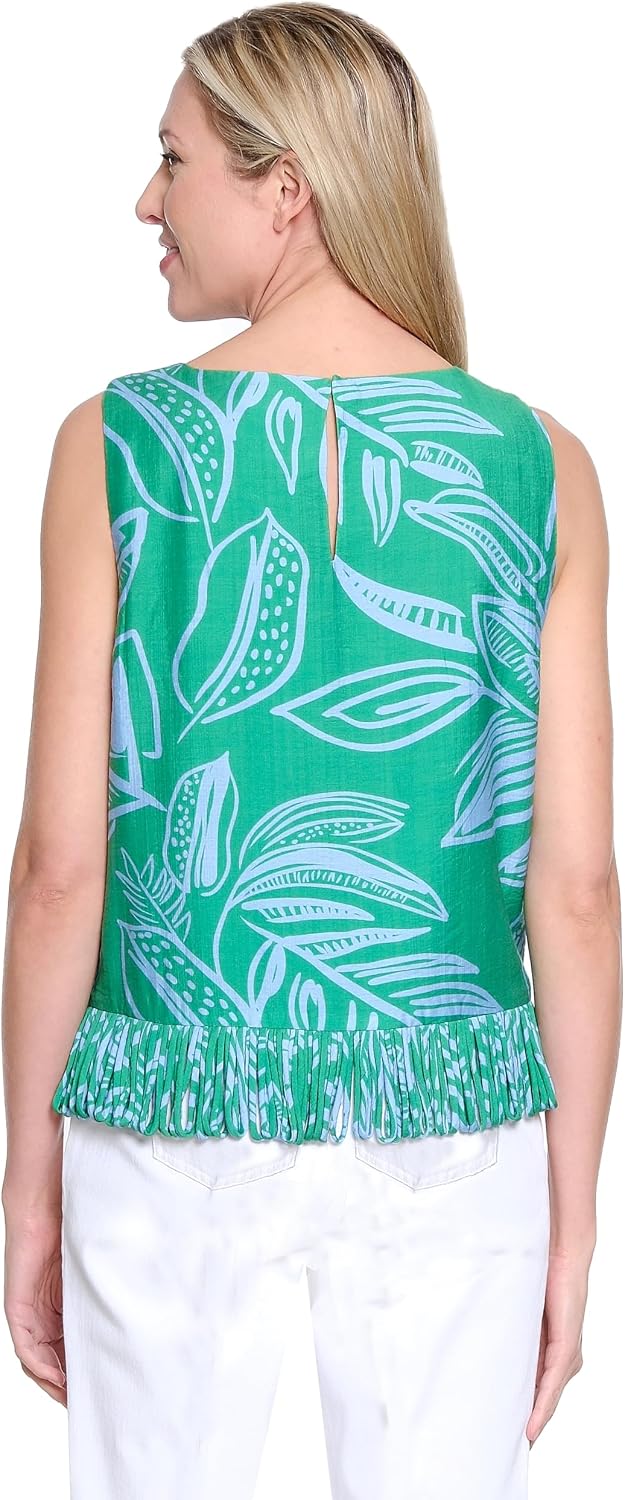 Truluxe Women's Printed Shell with Loop Fringe Trim