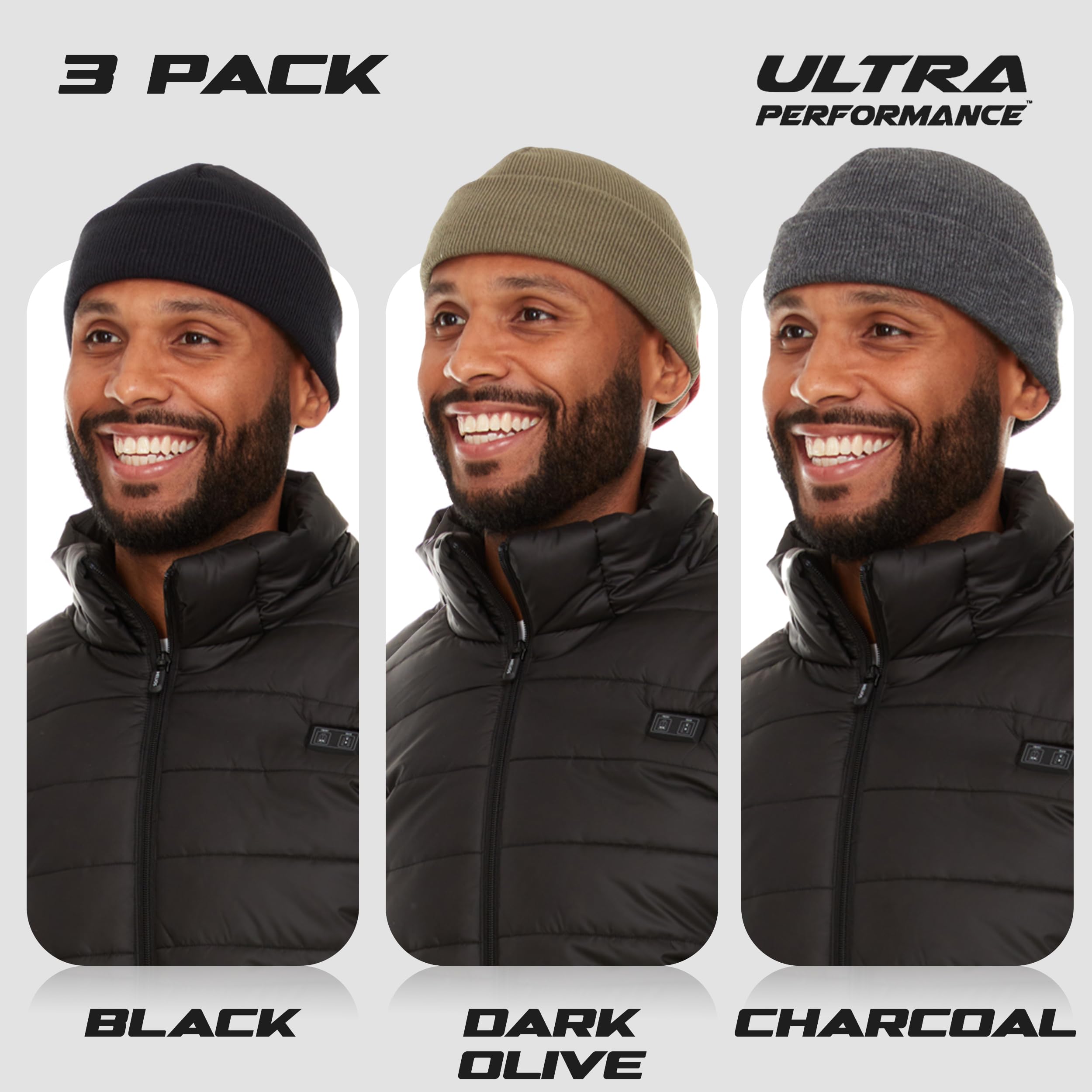 Ultra Performance 3 Pack Beanie Winter Hats for Men & Women Mens & Womens Skull Cap Beanies Hats