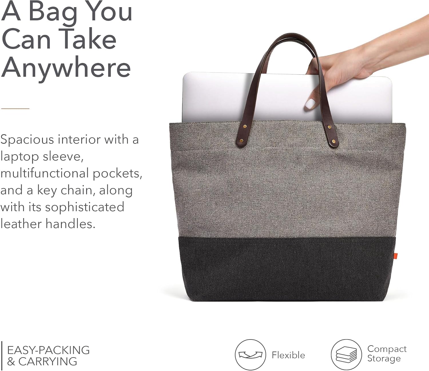 Sunbrella 1961 Tote Bag | Durable, Water & Stain Resistant | Fits 13" Laptop | Recycled Material | For Business & Travel | Stone