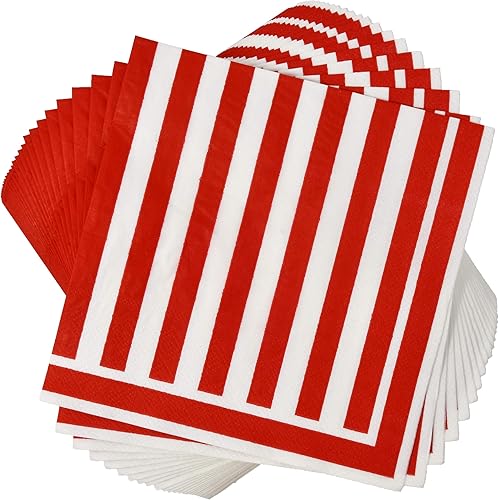 Miniatura 4 de Gift Boutique Juego de 120 piezas de suministros de fiesta a rayas rojas y blancas, platos de papel, servilleta para carnaval, picnic, barbacoa,