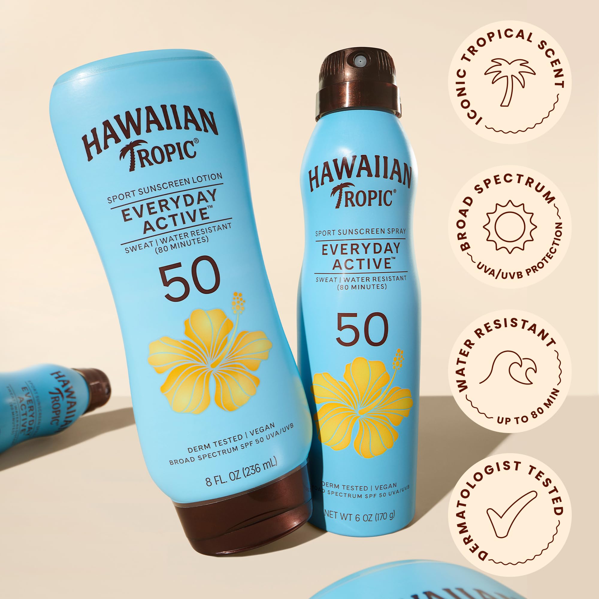 Hawaiian Tropic Isola Sport ampio spettro Sunscreen Lotion, SPF 50-8 Oncia fluida