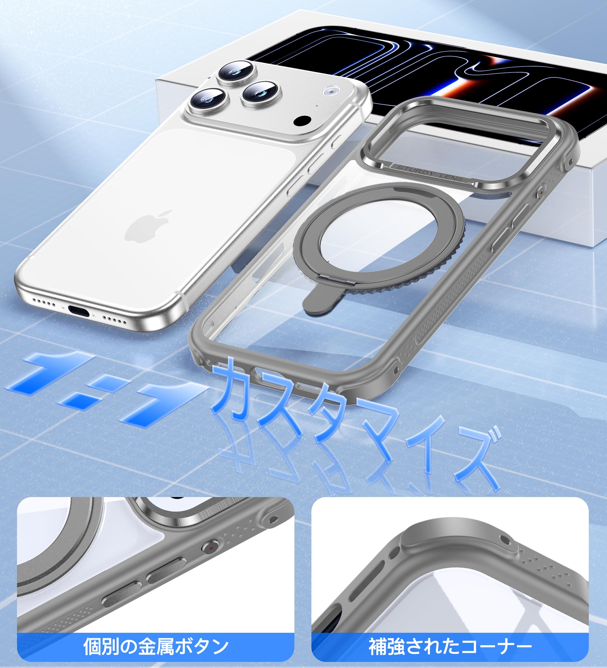 Amazon.co.jp: DASFOND iPhone 17 Pro 用 クリアケース 360°回転
