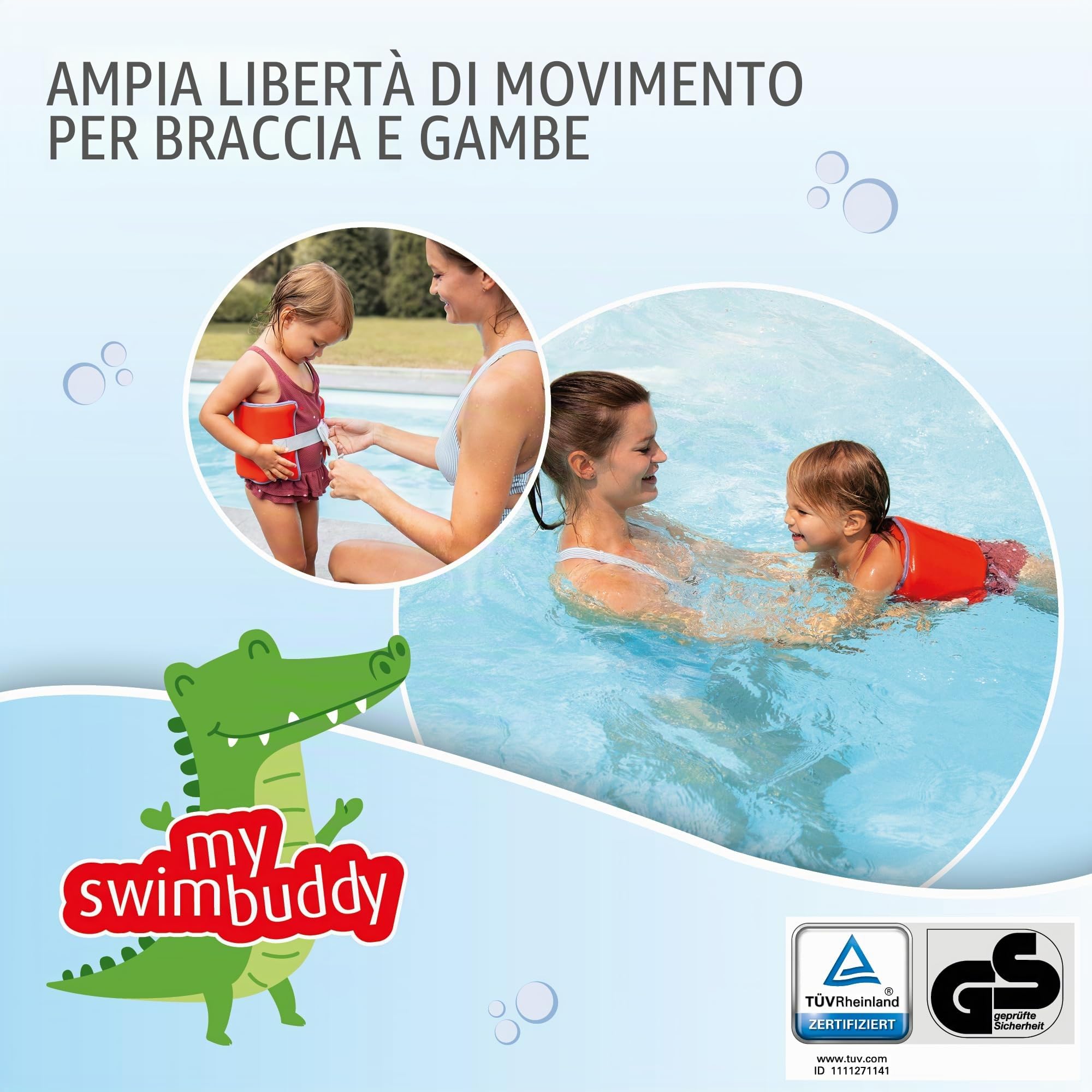 reer myswimbuddy - Cintura da nuoto per bambini e bambini piccoli, personalizzabile, per imparare a nuotare in modo sicuro, 15-30 kg