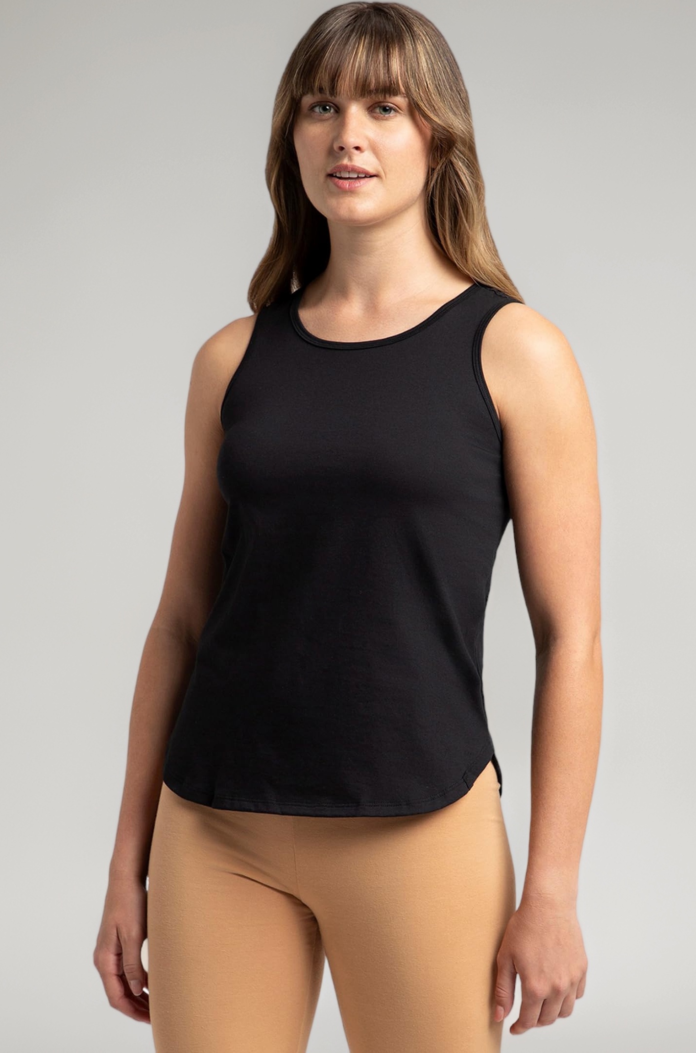 AW77 Women's Super Combed Cotton Rich Regular Fit Solid Curved Hem Styled Tank Top