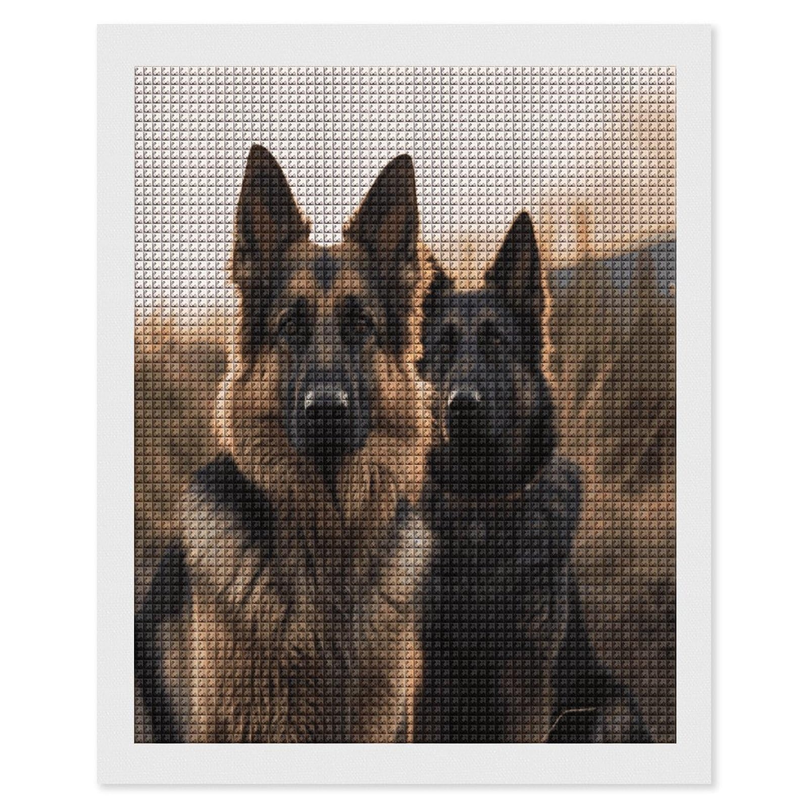Yuxbvkrs Animal German Shepherd Diamond Painting Kits For Adults, Diamond Art Pictures, Synthetic Fiber Cloth Diy 5D Gem Art Painting For Beginners Home Wall Decor 40X50cm