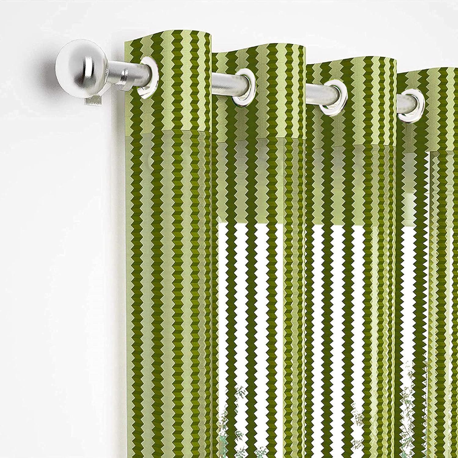 STARNSTYLE 2 Pieces Zig Zag Strip Semi-Transparent Sheer Net Curtains - Size 5 feet, Window Curtain Green (B0DDQ5YCKV) Amazon Price History, Amazon Price Tracker