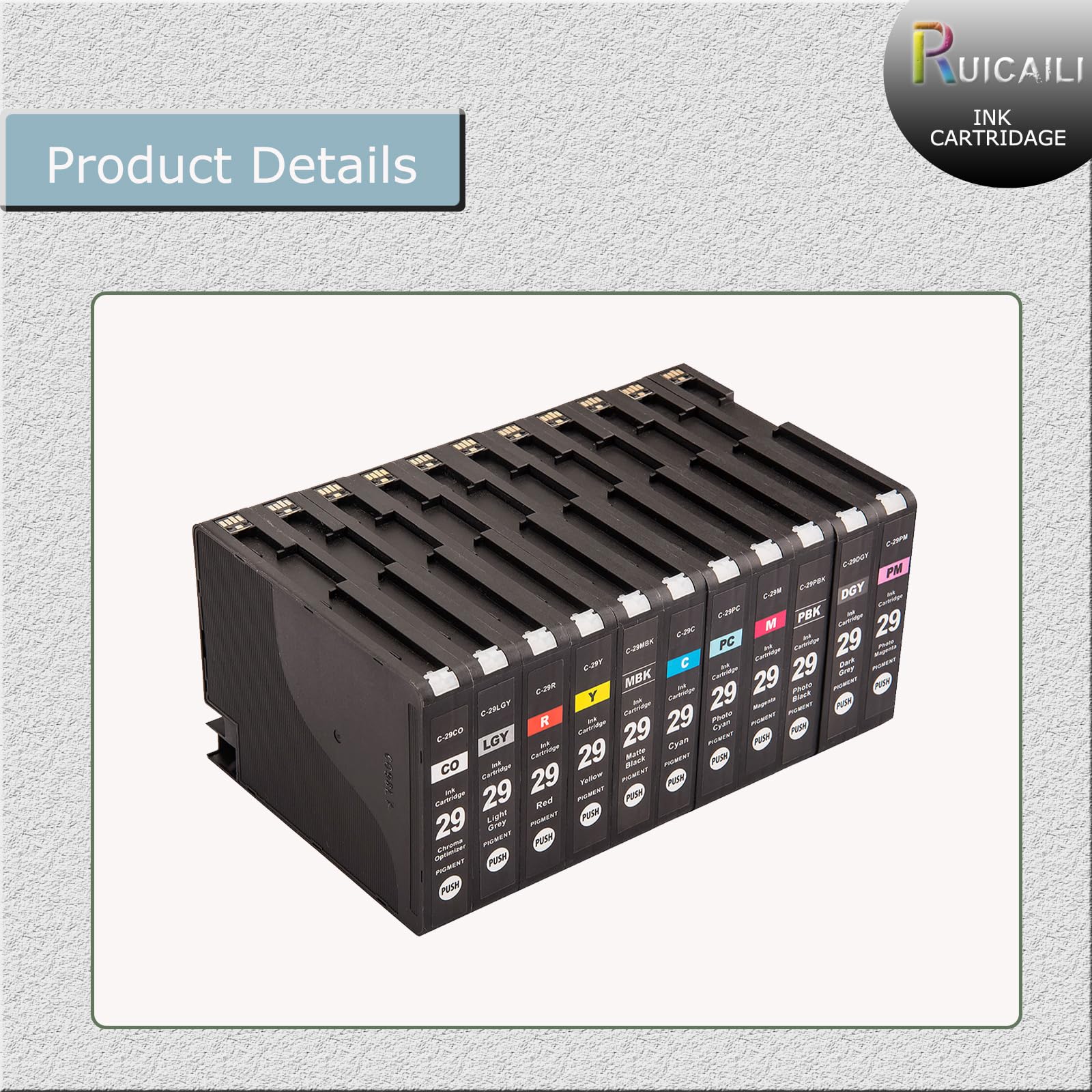 Wkłady atramentowe PGI29 PGI-29, opakowanie 11 x 38 ml, łącznie 418 ml, zamiennik do drukarki Canon PIXMA Pro-1