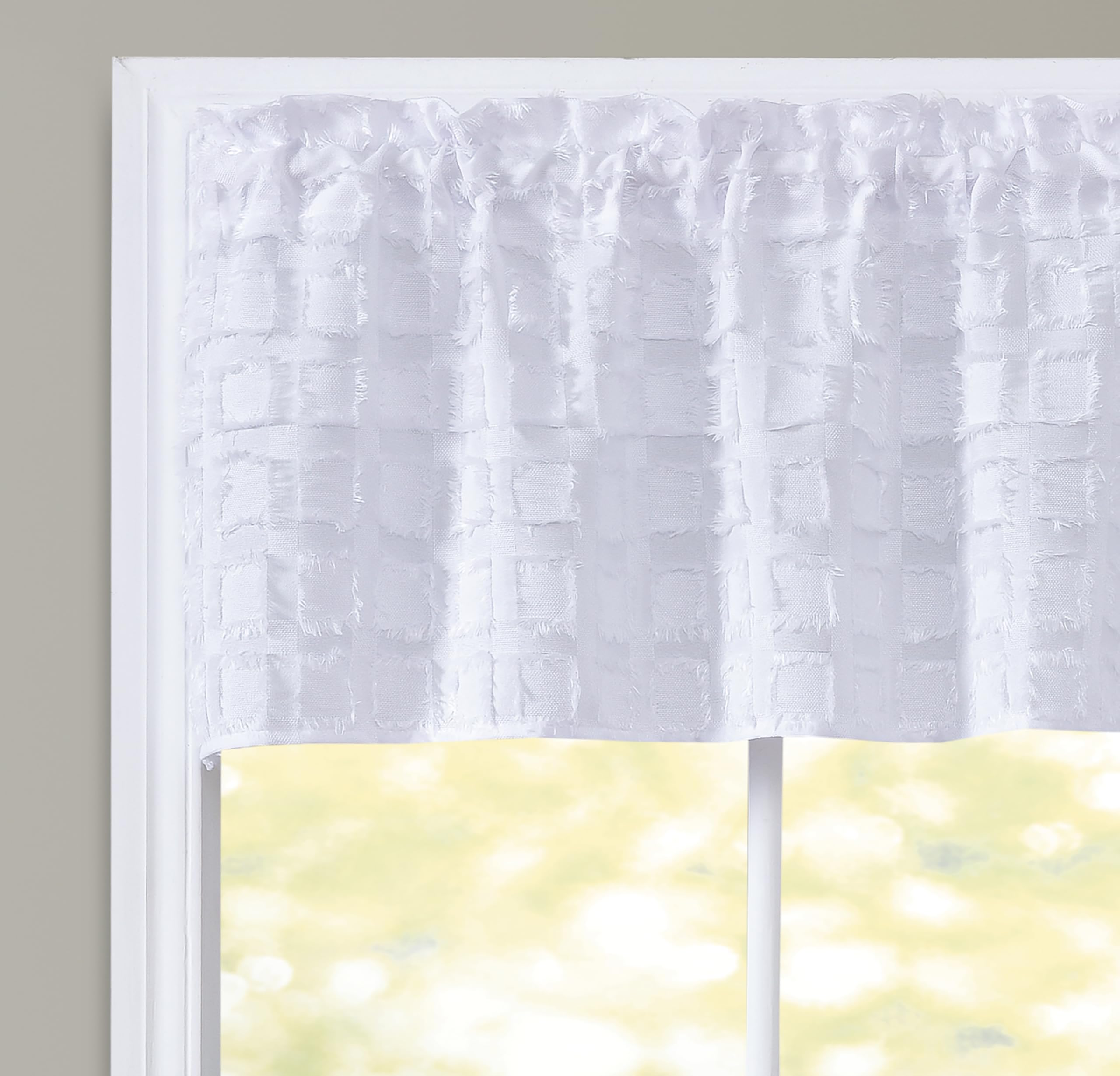 GOHD Fashion Plaids Boho Pattern Clipped Yarn Straight Valance Farmhouse Valance for Bathroom/Bedroom/Living Room Vintage Chic Textured Valances(