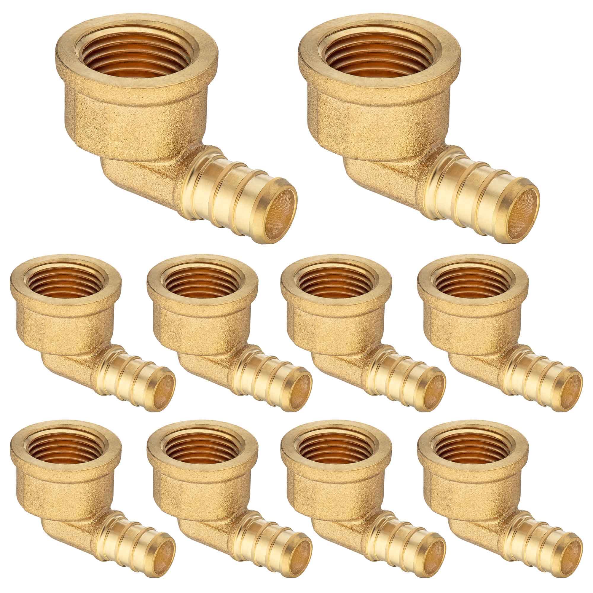 Photo 1 of (10 Pack) Lidertik 1/2 PEX B to 1/2 NPT Female Threaded Elbow Adapter Brass LI-APXFE1212(10 Pieces)
