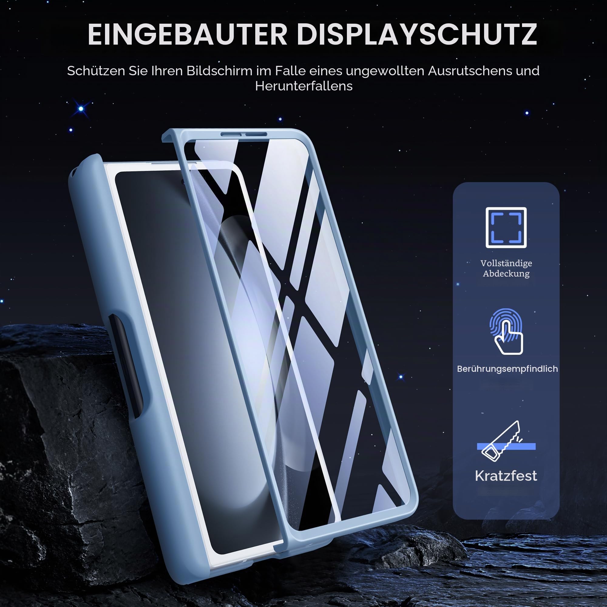 MOBOSI für Z Fold 5 Hülle Magnetisches Scharnier Schutz,Kompatibel mit Magsafe,Galaxy Z Fold 5 Gehäuse mit Vorderseite Displayschutzfolie,Stoßfeste Schutzhülle für Z Fold5mit S Stifthalter,Blau