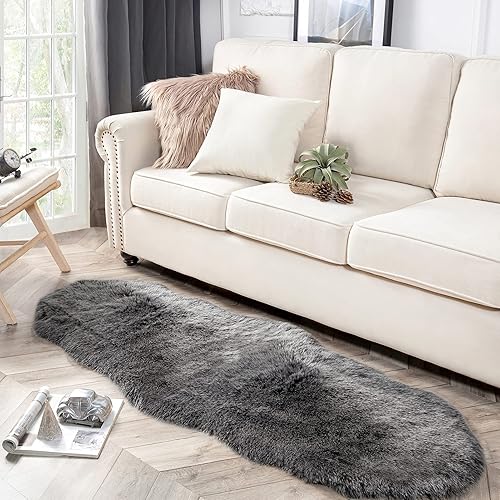 Miniatura 10 de Phantoscope Alfombra de piel sintética, esponjosa, suave, de piel de zorro sintética, para dormitorio, sala de estar, decoración de habitación de