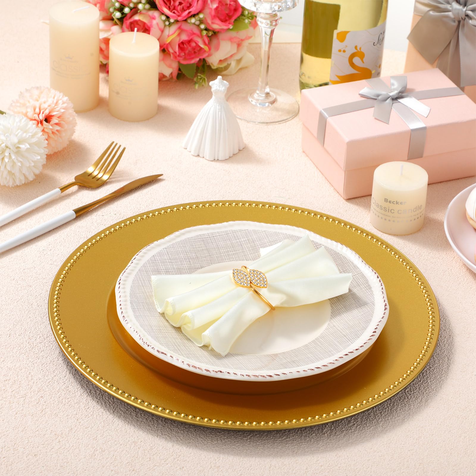 Gold Plates 72-Piece Gold Dinner Plate Charger Set Fancy 13-inch