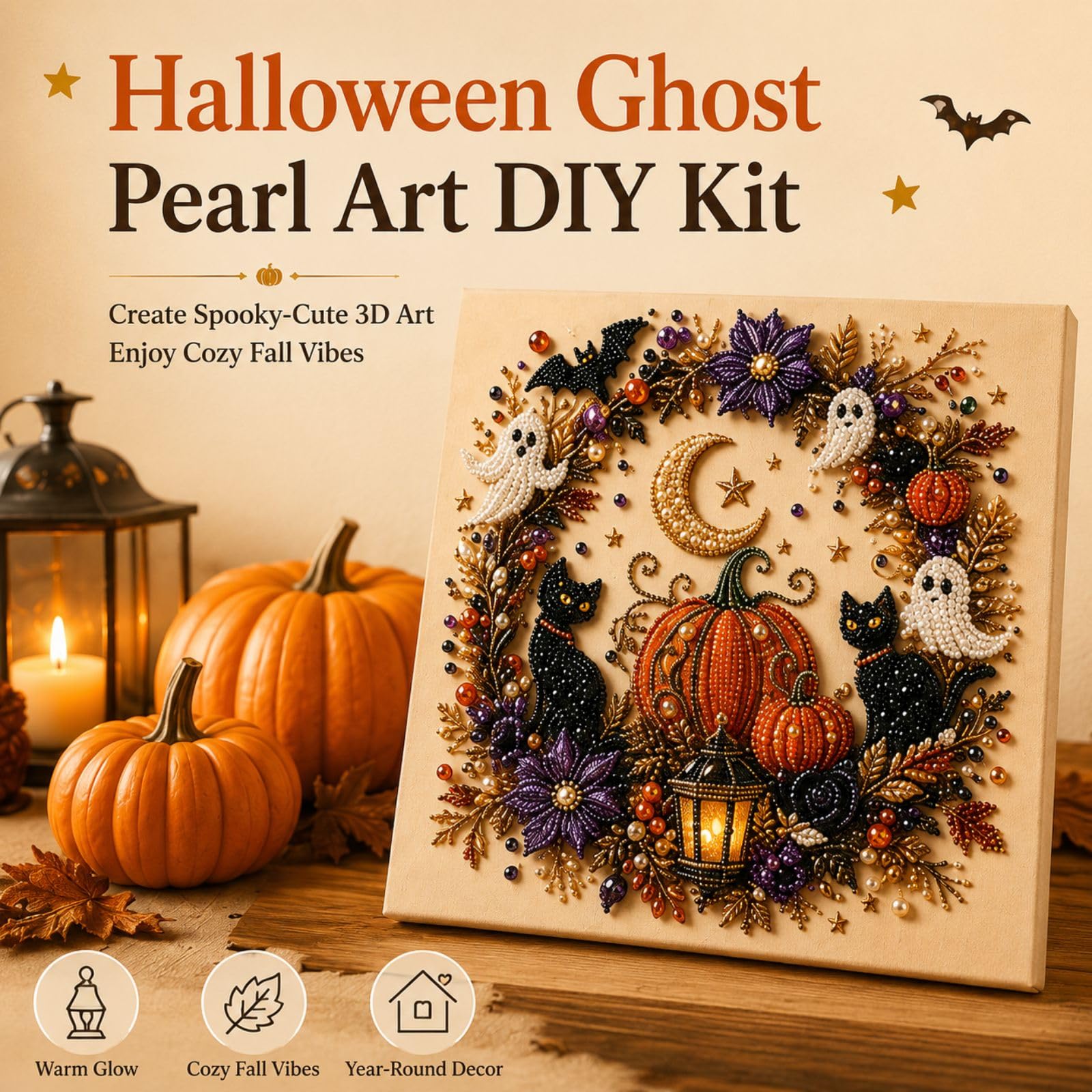 expgaze Kit fai da te per Halloween, fantasma, perla 3D, diamante per