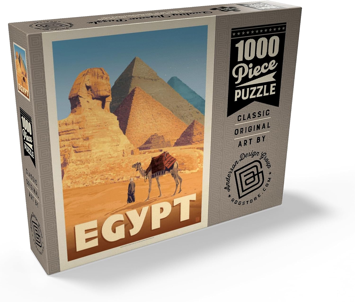 MyPuzzle Egypt: Pyramids and The Great Sphinx, Vintage Poster - Premium 1000 Piece Jigsaw Puzzle for Adults