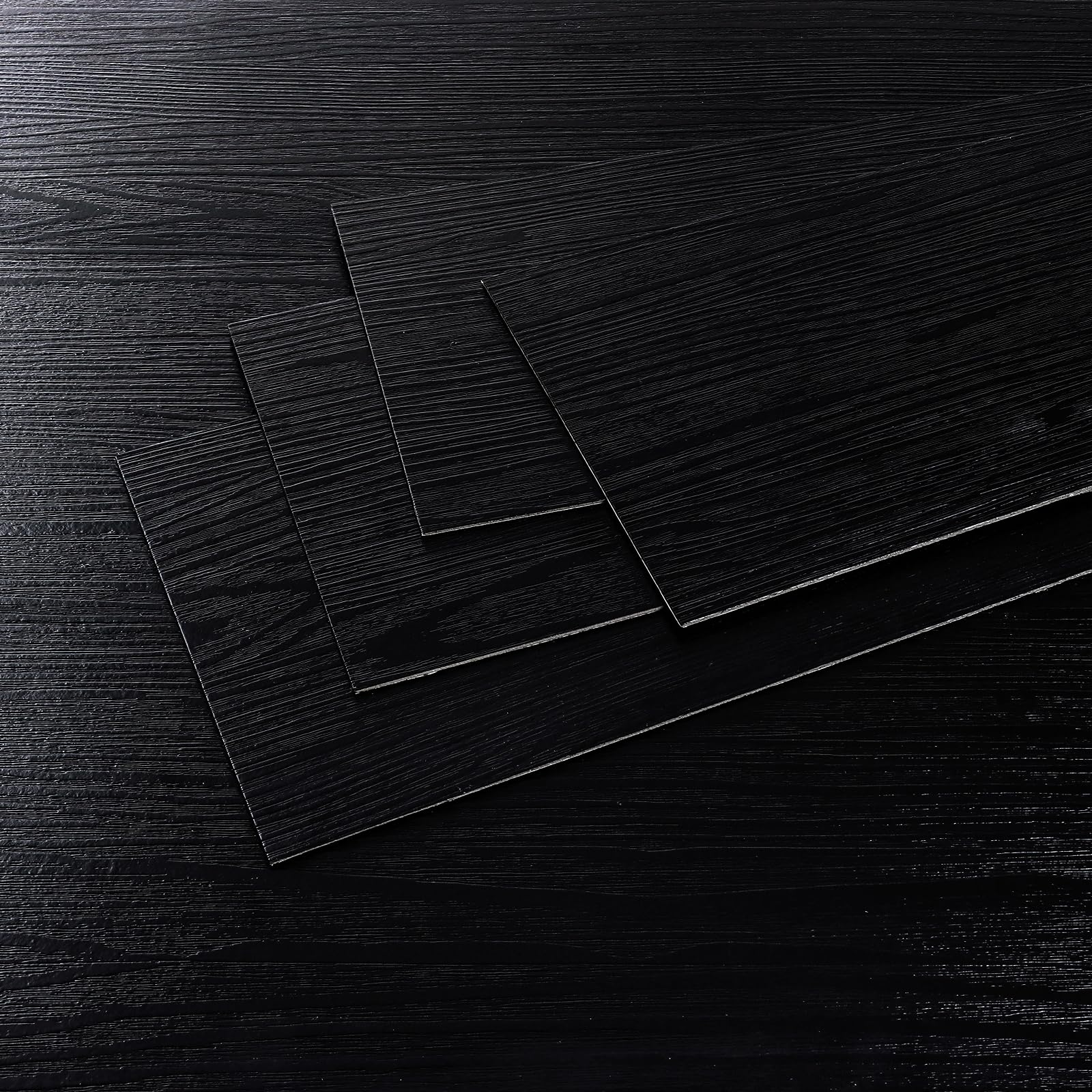 CRE8TIVE 24-Pack Black Vinyl Plank Flooring Peel and Stick Floor Tile Waterproof Vinyl Wood Flooring 6"x36" Self Adhesive Temporary Laminate Floor