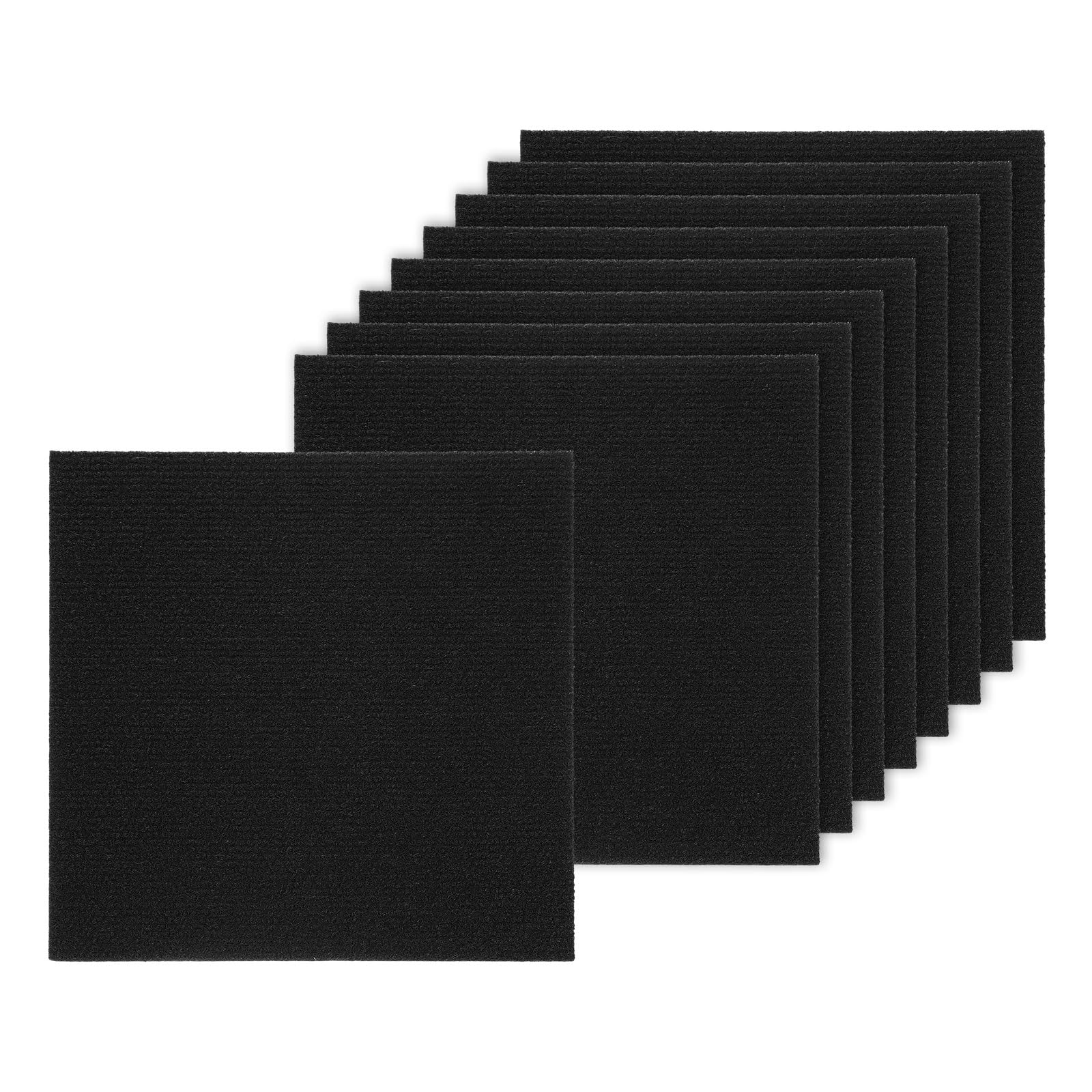 sourcing map 30Pcs Self-Adhesive Carpet Tiles, 30 x 30cm Non Slip Self Adhesive Carpet Squares DIY Floor Rug Tile for Bedroom, Living Room, Kitchen, Dining Room, Black