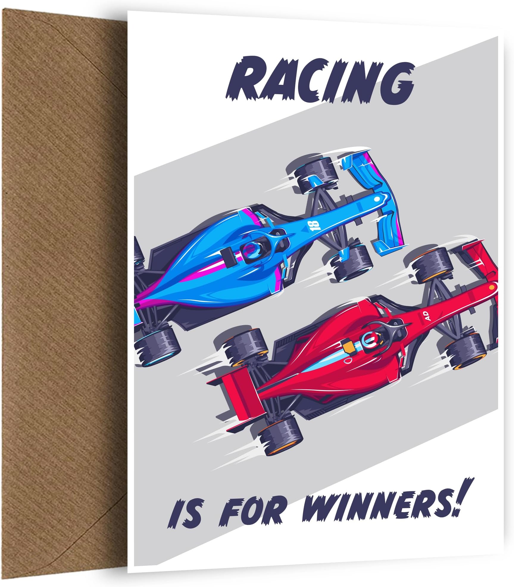 Son F1 Birthday Card for Boys - Racing Cars and Formula 1 Father's Card for Dad, Father or Step Dad - Birthday 18th 21st 24th 28th 30th 35th 40th