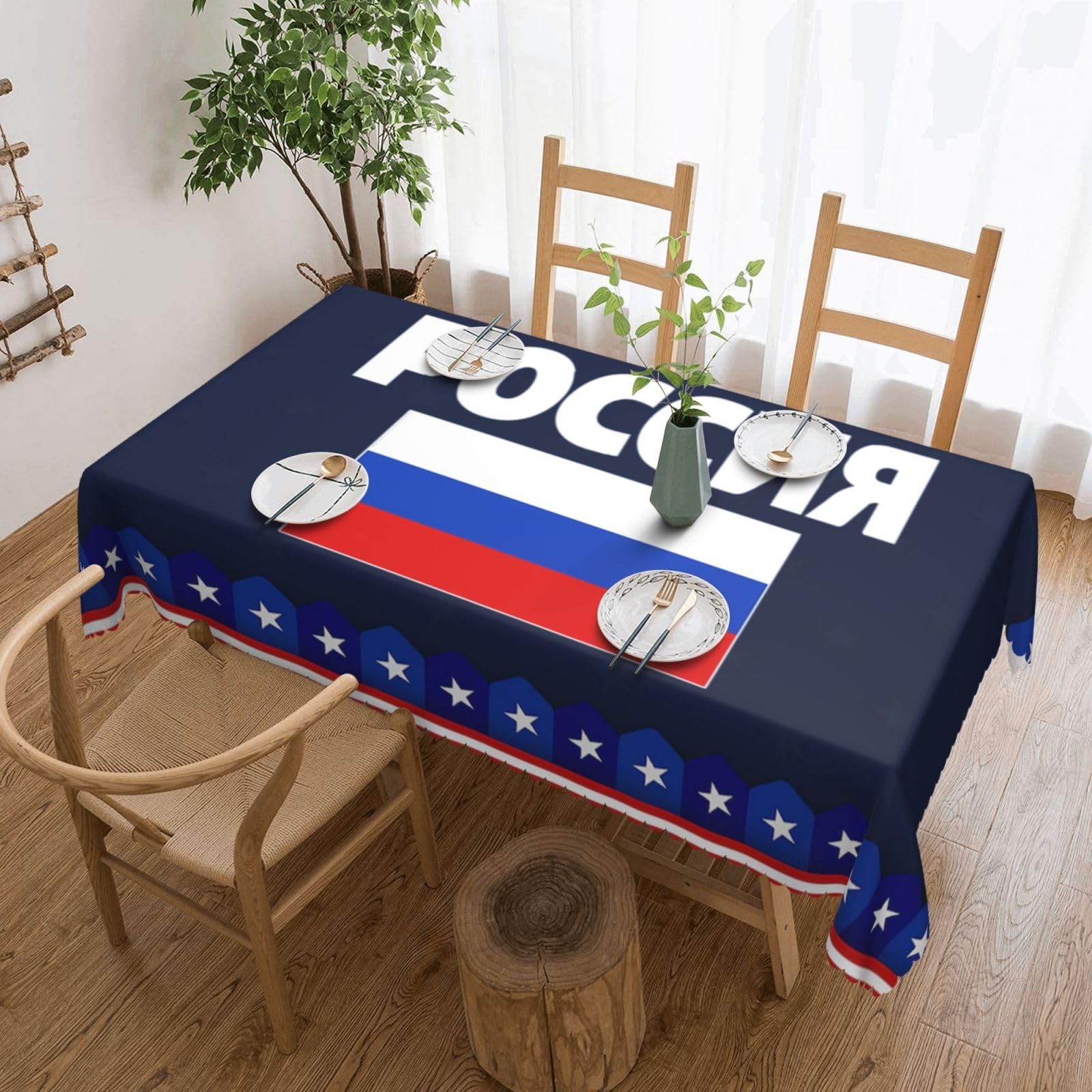 SMAZDFXX Russia Flag Russian Flags 54 x 72in Table Cloth,Polyester Rectangle Tablecloth for Kitchen Dining