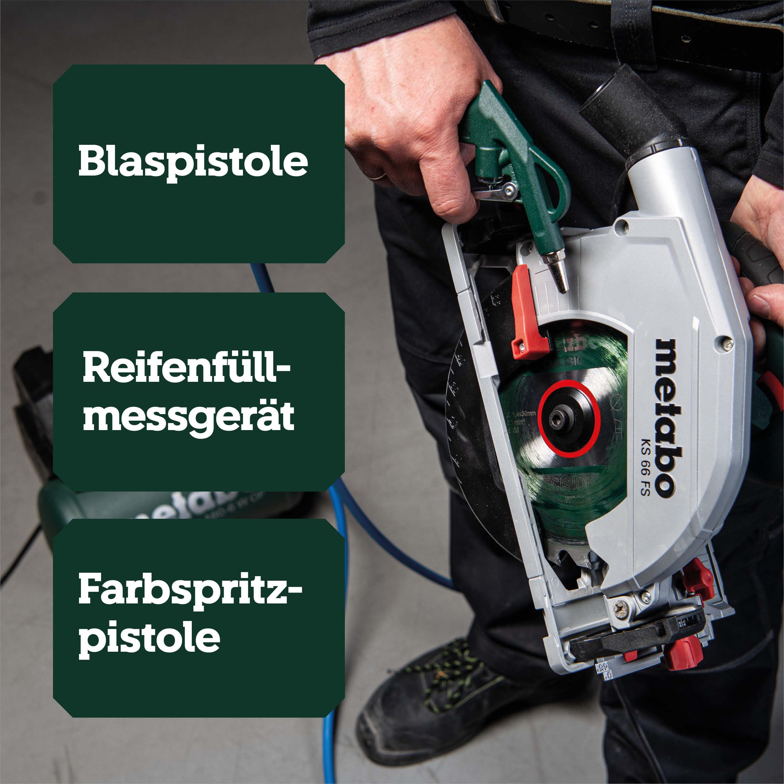 Metabo Druckluft-Werkzeugset LPZ 4 Set – 601585000 – Mit mit Adapter und Ballhohlnadel
