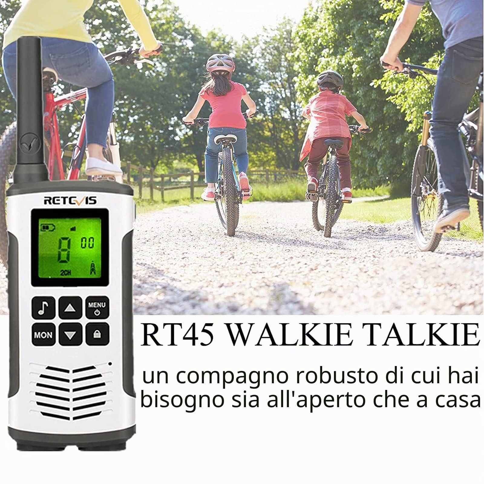 Retevis RT45 Walkie Talkie, Ricaricabili Ricetrasmittenti Professionali | PMR446 Woki Toki, Ricarica USB, VOX 16 Canali Torcia, Portatile Walkie-Talkie Professionali per Campeggio, Viaggio Esterni