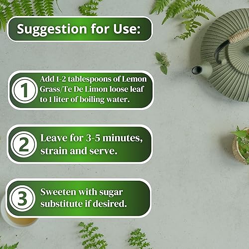 Miniatura 5 de Hanan Hierba Luisa - Té de hierbas de hojas sueltas Te de Limon, 1.4 oz (40 g) – Hierba de limón seco Hierbas y Suplemento Natural