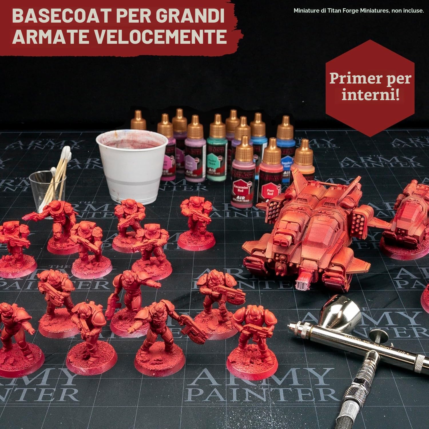 The Army Painter, Warpaints Air Starter Set, 12 x 18 ml Colori per aerografo incl. 1metallici e 1 Primer grigio - Colori per aerografo modellismo per Miniature Dnd e Warhammer 40k