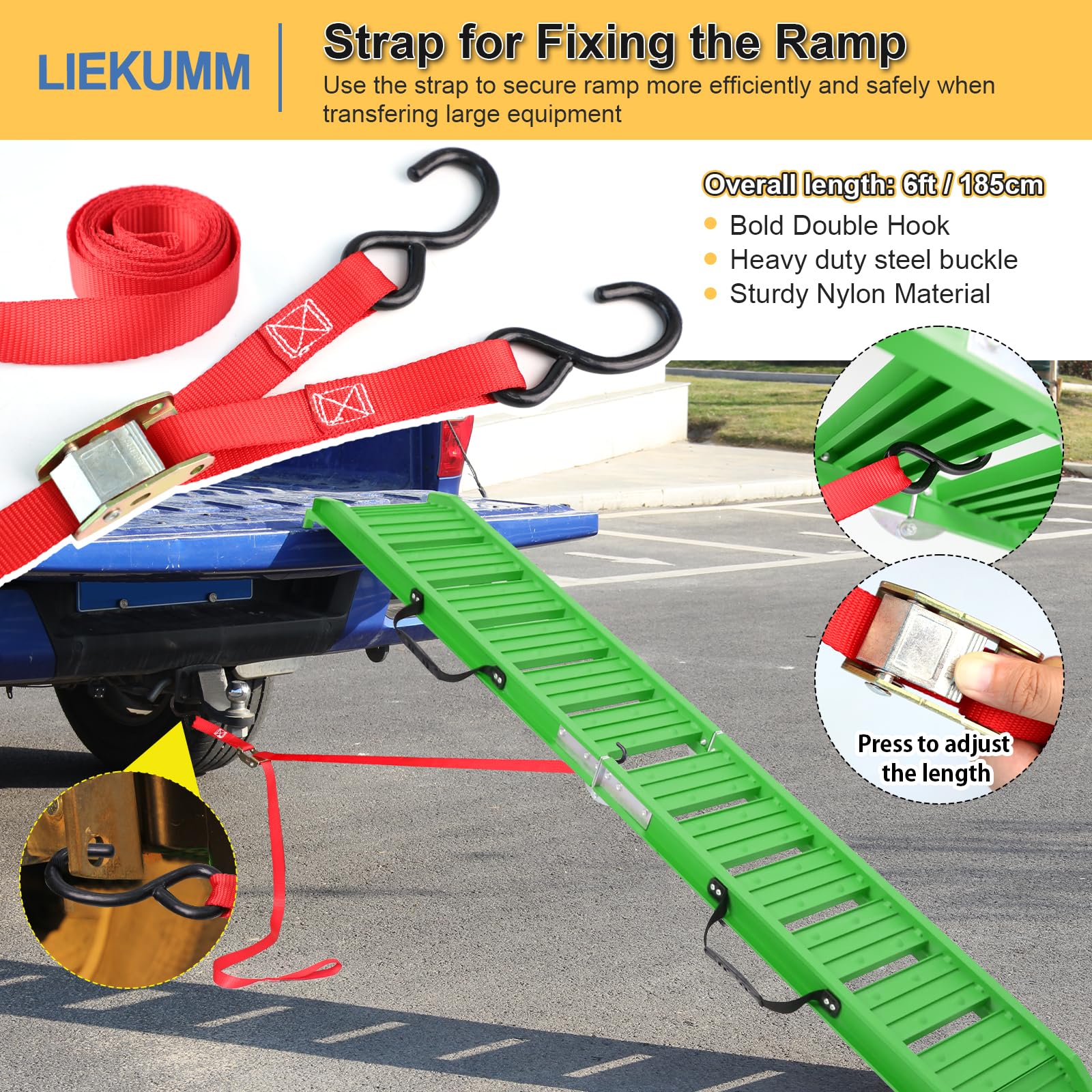 LIEKUMM Rampa di carico in alluminio da 180 cm, capacità 250 kg, rampe da moto per ATV Camion Scooter Quad Tosaerba e Fordirt Bike, pieghevole, 1 pezzo, verde