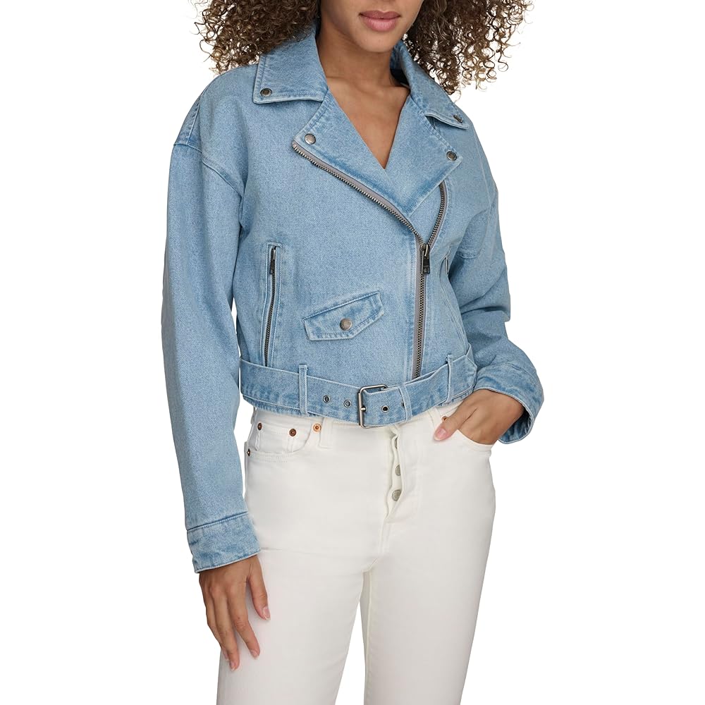 ジャケット・アウター NO MASS PROD Cropped Moto denim jacket no mass prod Cropped Moto denim jacket