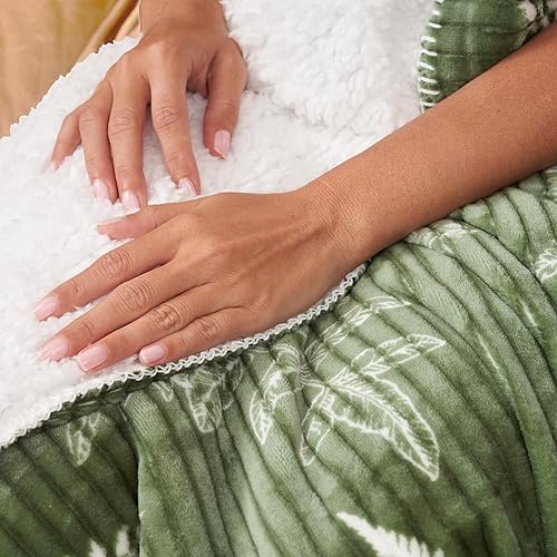 Miniatura 5 de Northwest Ashford Home Essentials - Manta de seda al tacto acanalada, individual (60 x 80 pulgadas), Lynwood Botanical