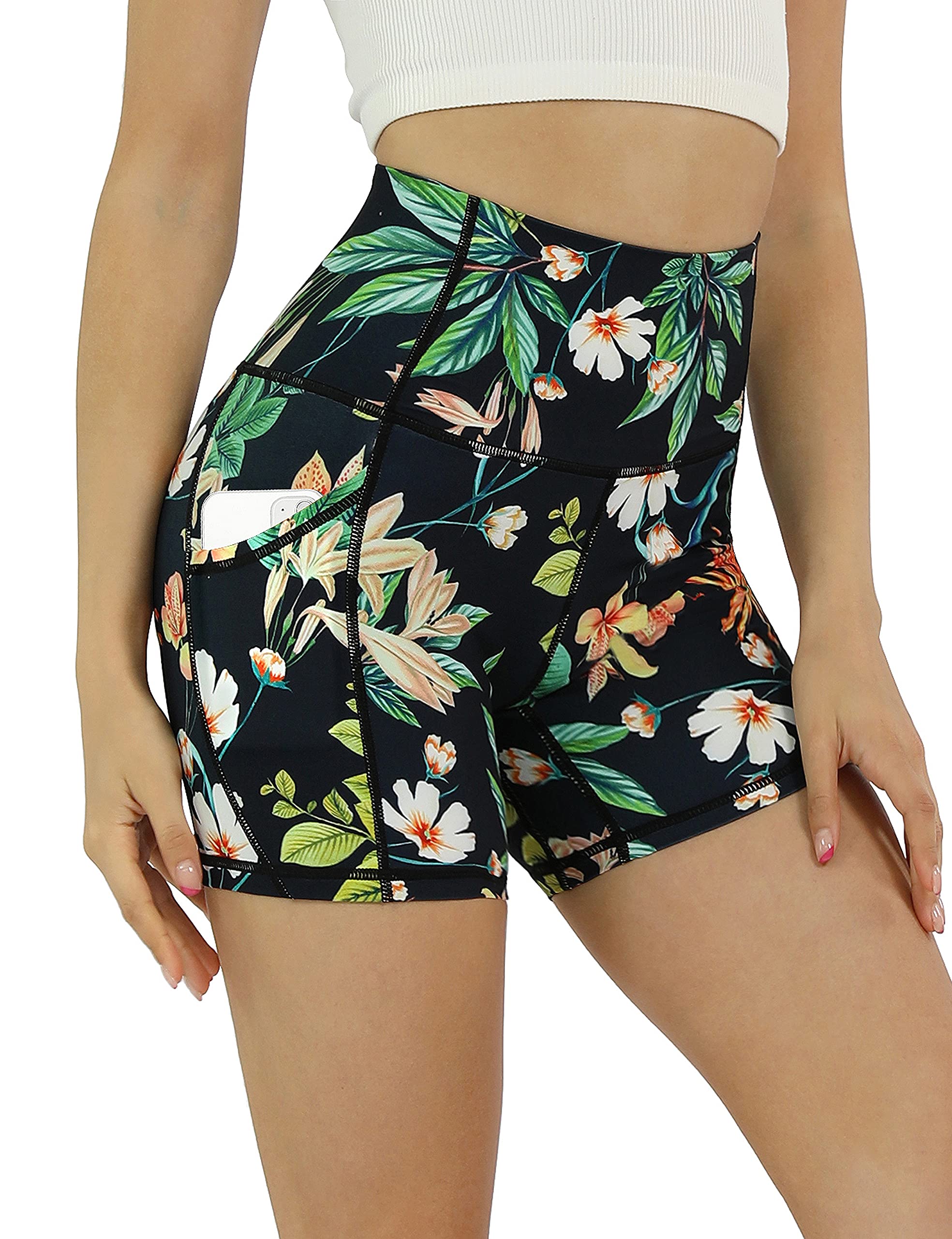 ODODOS Women's High Waisted Biker Shorts with Out Pockets, 5“ / 8" / 10" Inseam Workout Running Athletic Yoga Shorts