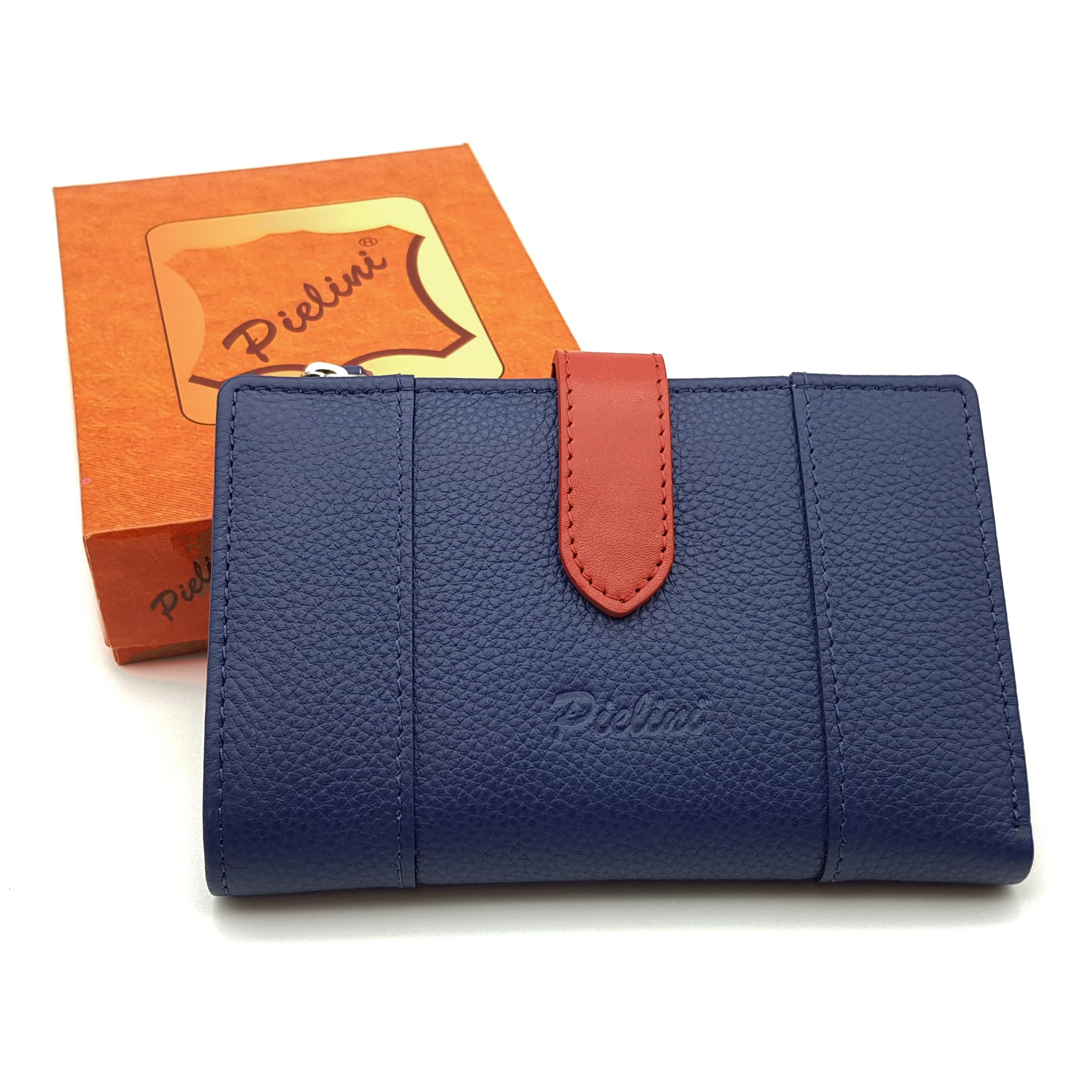 Pielini - Cartera de Piel para Mujer con Billetera y Amplio Monedero. Tarjetero de Cuero de Gran Capacidad - Cartera Cuero Modelo 4068 (Electrico)