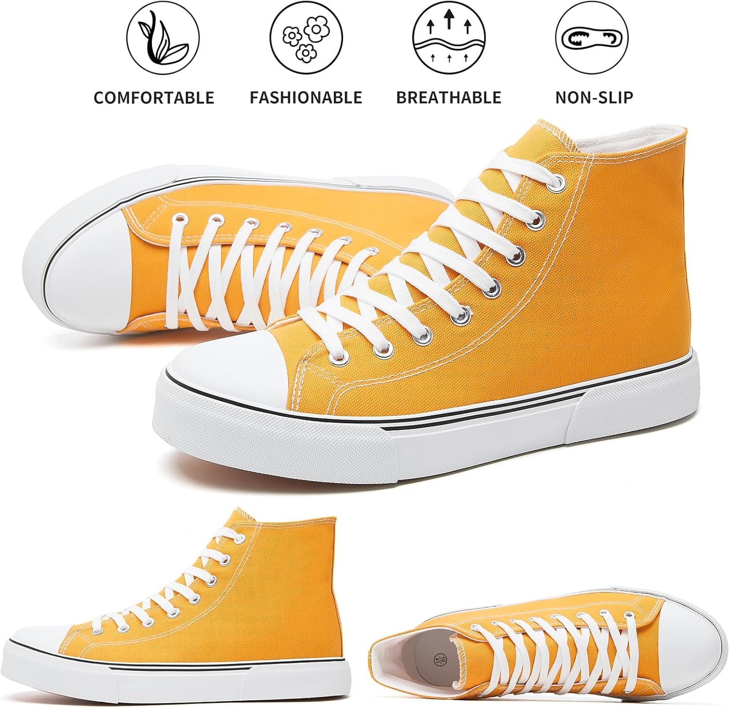 hash bubbie High Top Sneakers for Women Classic High Tops Canvas Shoes Lace up Women's Fashion Sneaker - Image 4